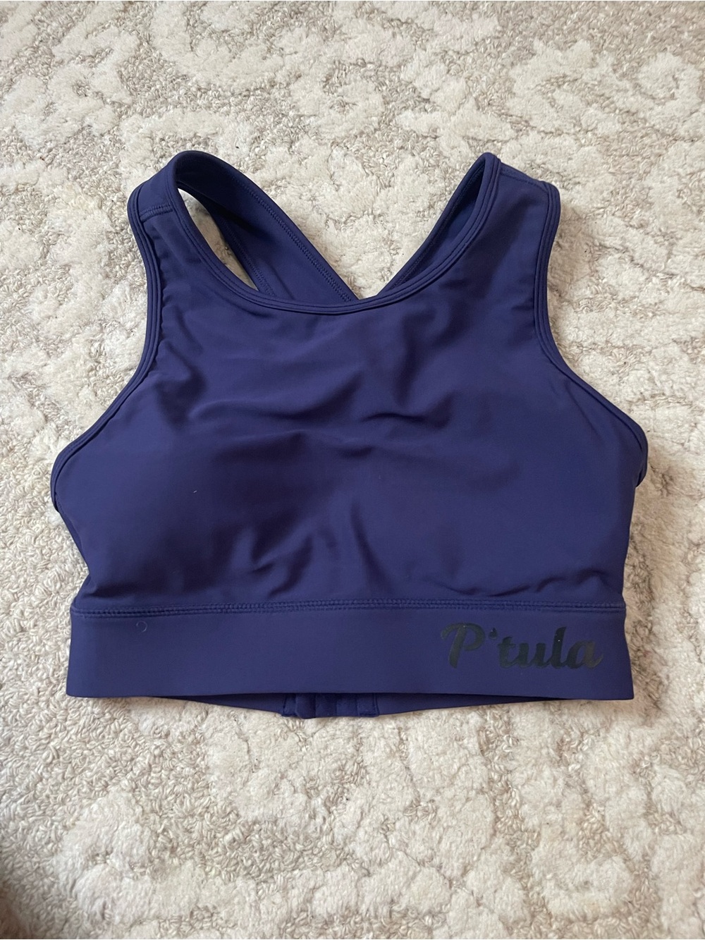 P'tula Navy High-Neck Racerback Sports Bra